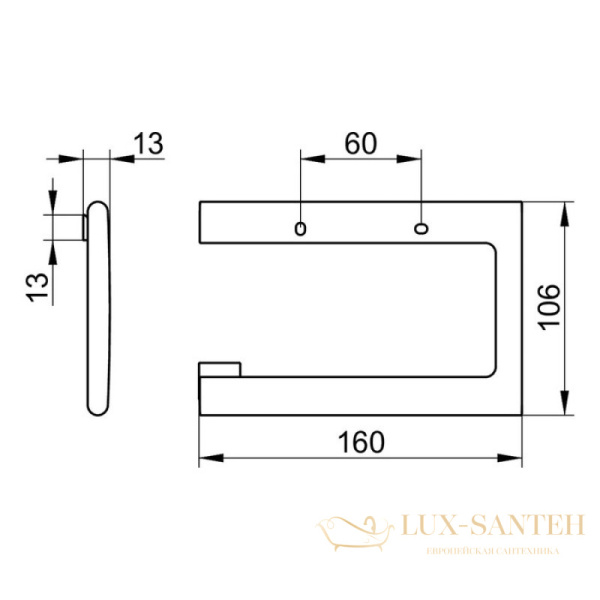 держатель для туалетной бумаги keuco edition 400 11562130000, для рулонов шириной до 120 мм, открытая форма, латунь, хром черный шлифованный