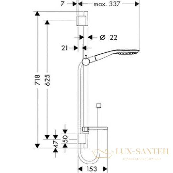 душевой гарнитур hansgrohe raindance select e 150 27856000 unica's puro хром