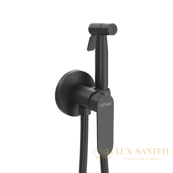 гигиенический душ со встраиваемым смесителем и встроенной частью cezares stylus-dif-nop, черный матовый