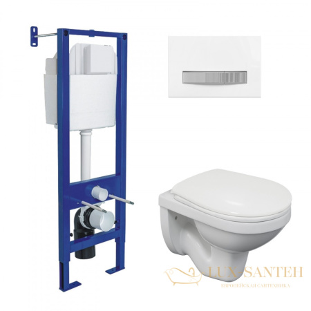 комплект berges 043334: подвесной унитаз gamma с системой инсталляции atom 410 и панелью смыва, белый/хром глянцевый