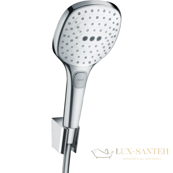 душевой набор hansgrohe raindance select e 120 3jet 26720400 с держателем и шлангом 160 см, белый/хром