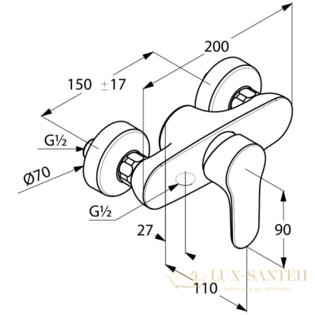 смеситель kludi objekta 327640575 для душа, хром
