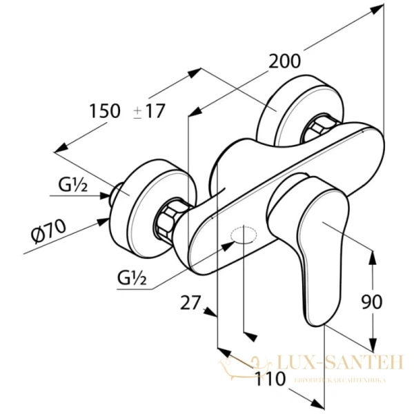смеситель kludi objekta 327640575 для душа, хром