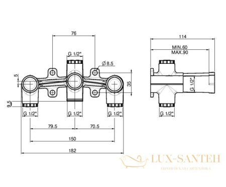 встраиваемая часть fima carlo frattini switch, f2303, термостата на 2 выхода