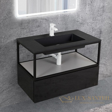 консоль под раковину cezares cadro cadro-80/46/30-1c-so-met-st 80 см, черный матовый