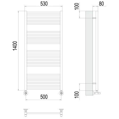 полотенцесушитель водяной terminus сицилия 4670078530820 п22 500x1400