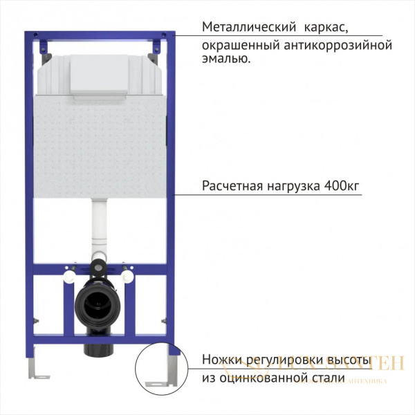 инсталляция berges novum 040232 для подвесного унитаза с панелью смыва, хром матовый