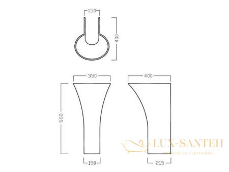 пъедестал для раковины hatria sculture yr3901, белый глянцевый