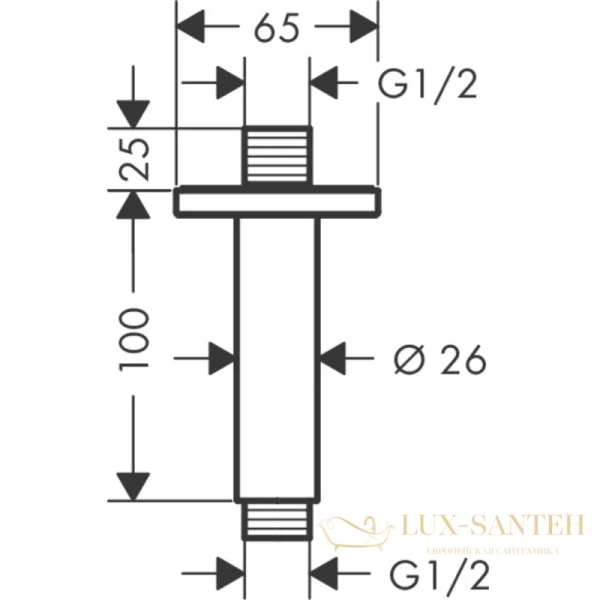 держатель верхнего душа 100 мм hansgrohe vernis shape 26406000 хром