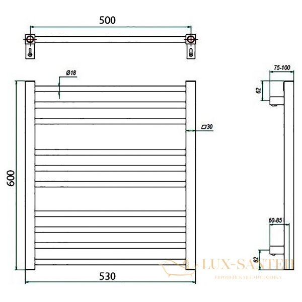 полотенцесушитель grota classic 53/60, хром
