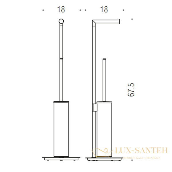 стойка напольная с бумагодержателем и ершиком colombo mini, b4018.cr, h61,5cм d18cм, хром 