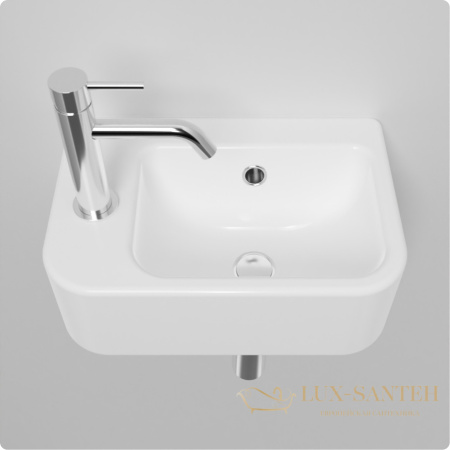 раковина подвесная aquame, aqm5006l, 375*245 мм, 1 отверстие под смеситель, левосторонняя, белый глянцевый