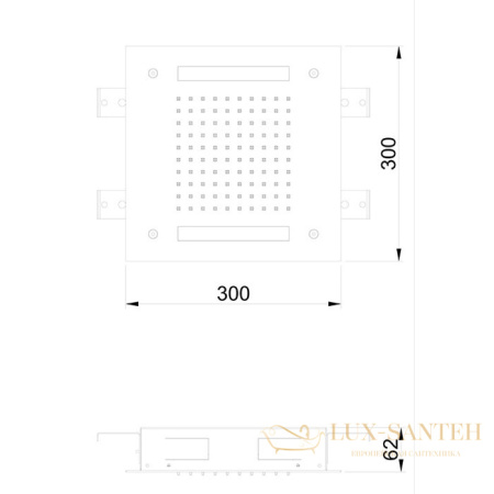 верхний душ 300х300 мм, almar chromotherapy e044172.ms, с хромотерапиейнержавеющая сталь брашированная