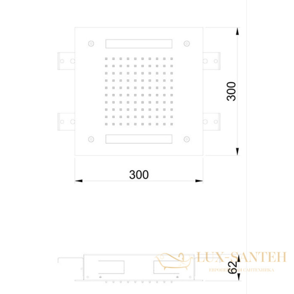 верхний душ 300х300 мм, almar chromotherapy e044172.ms, с хромотерапиейнержавеющая сталь брашированная