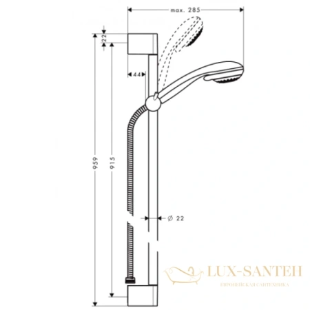 душевой гарнитур hansgrohe crometta 85 multi/unica crometta 90cm 27766000
