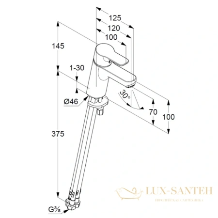 смеситель для раковины kludi pure&easy 372750565 без донного клапана, хром
