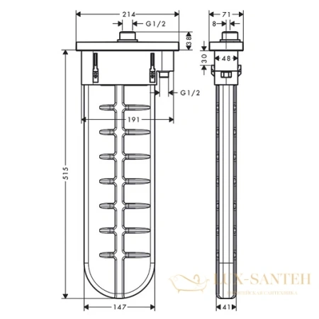 внешняя часть для монтажа на край ванны hansgrohe sbox 28020000