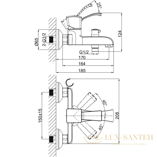 смеситель d&k rhein.bach da1473201 для ванны, хром