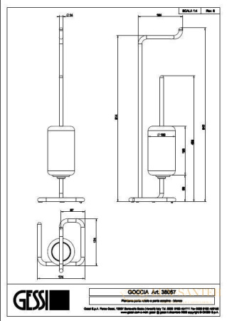 стойка gessi goccia 38067.031 для ванной комнаты/туалета, хром/белый