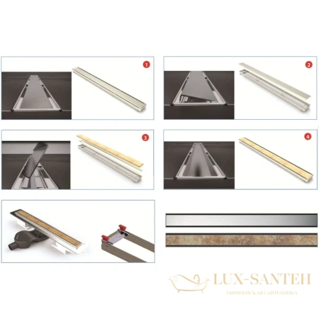 душевой канал berges b1 keramik 090118 700 мм, 2 в 1 с основой под плитку, матовый хром