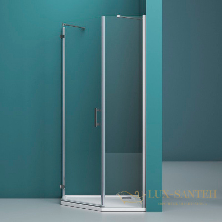 душевой уголок belbagno kraft kraft-p-1-90-c-cr-l 90х90 см профиль хром, стекло прозрачное 