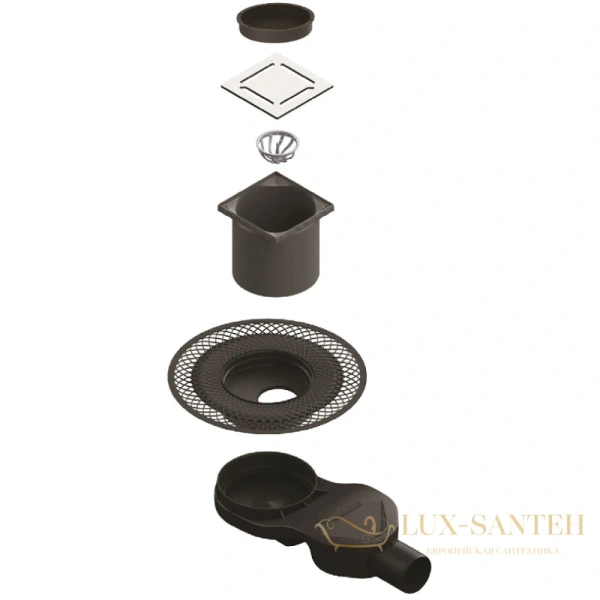 душевой трап berges platz norma 090159 148x148/50 мм, матовый хром