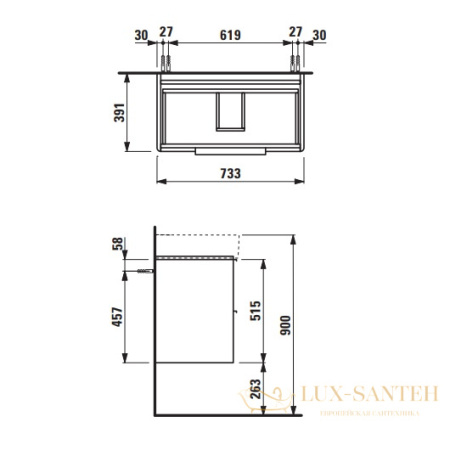 тумба под раковину laufen base 4.0235.2.110.261.1 733х391 мм, белый глянцевый 