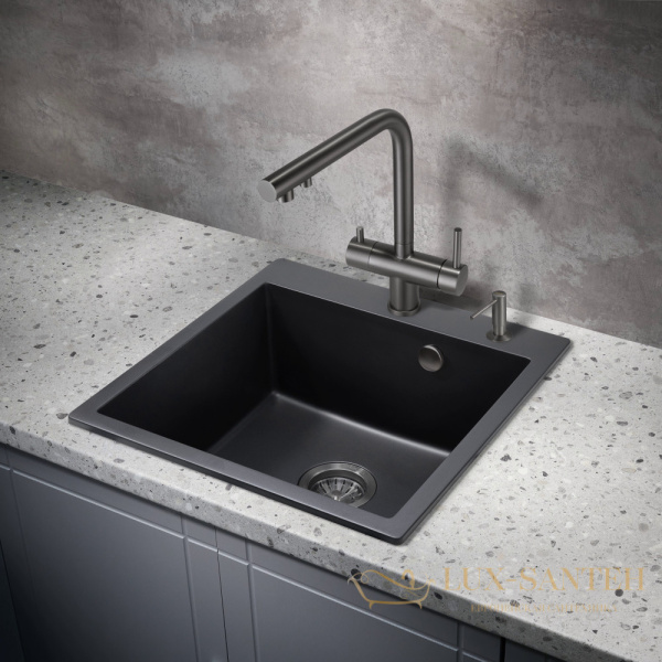 смеситель для кухни под фильтр milacio ultra mcu.559.gm, оружейная сталь