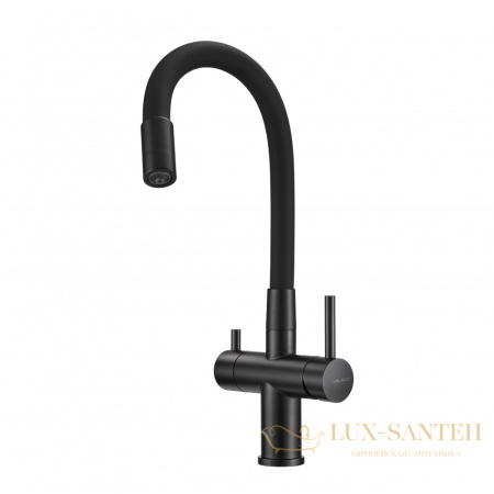 смеситель для кухни под фильтр с гибким изливом milacio ultra mcu.560.tbb, total black/черный