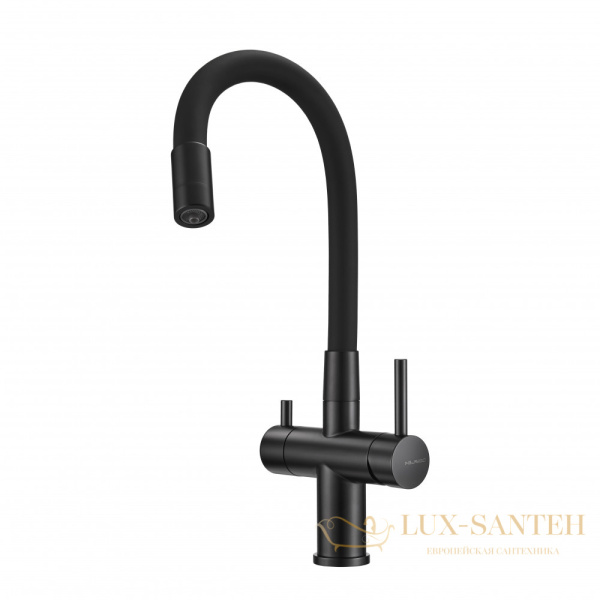 смеситель для кухни под фильтр с гибким изливом milacio ultra mcu.560.tbb, total black/черный