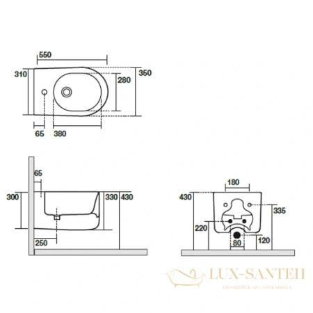 биде kerasan nolita 532559*1 подвесное, серый матовый