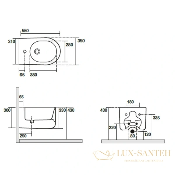 биде kerasan nolita 532559*1 подвесное, серый матовый