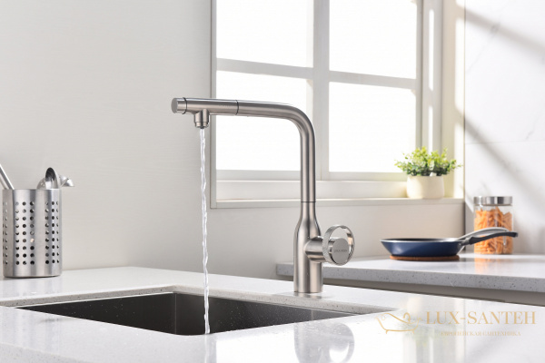 смеситель для кухни под фильтр с выдвижным изливом paulmark urban ur213104-ni, никель