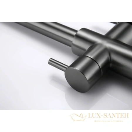 смеситель paulmark lange la214212-gm для кухни с подключением к фильтру, вороненая сталь