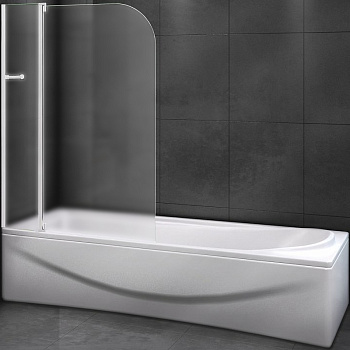шторка на ванну cezares relax relax-v-11-100/140-p-bi-l 100 см l профиль серый, стекло рифленое