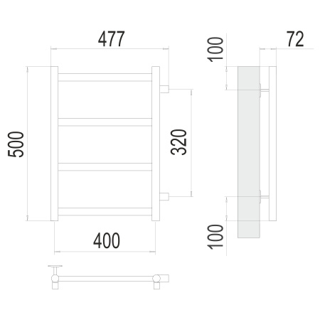 полотенцесушитель водяной terminus аврора 4670078529855 п4 400x500 с боковым подключением 320