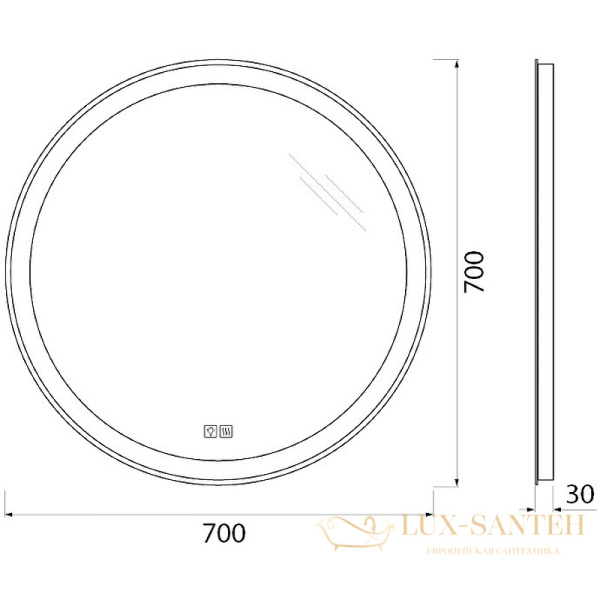 зеркало belbagno spc spc-rng-700-led-tch-warm с подсветкой, с подогревом, с сенсорным выключателем