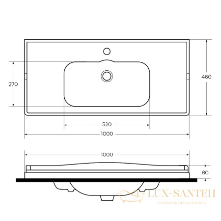 раковина cezares giubileo czr-elt-100-lvb 100 см, белый