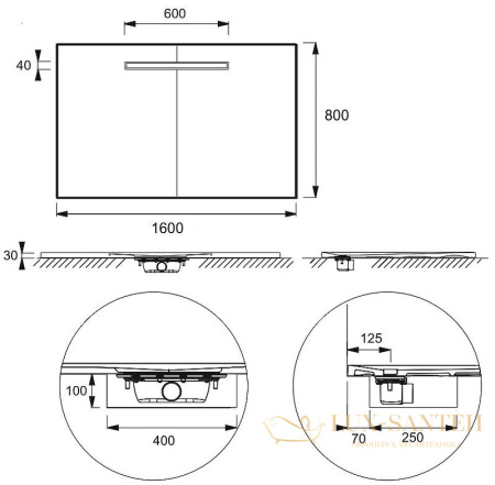 душевой поддон jacob delafon surface e62631-ss2 160*80 см, белый