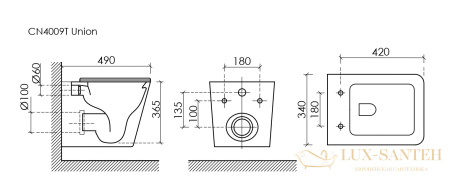 унитаз подвесной ceramica nova union, cn4009t, смыв торнадо, безободковый, с сиденьем микролифт, белый