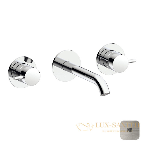 смеситель для раковины встраиваемый на 3 отверстия almar e210057.nb, излив 170-195 мм,  без донного клапана, никель брашированный