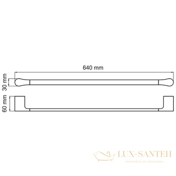 полотенцедержатель wasserkraft elbe k-7230 64 см, черный