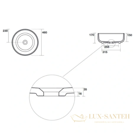 раковина kerasan ciotola 430230 46х46 см, белый матовый