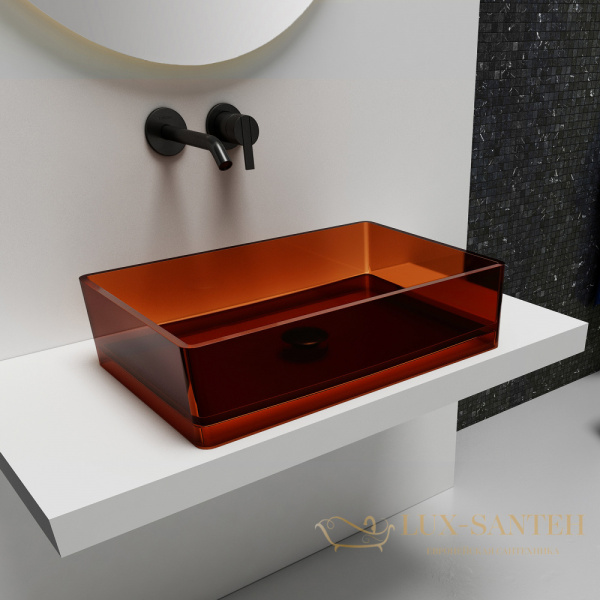 раковина накладная прозрачная abber kristall at2803opal, 60х40 см, коричневый