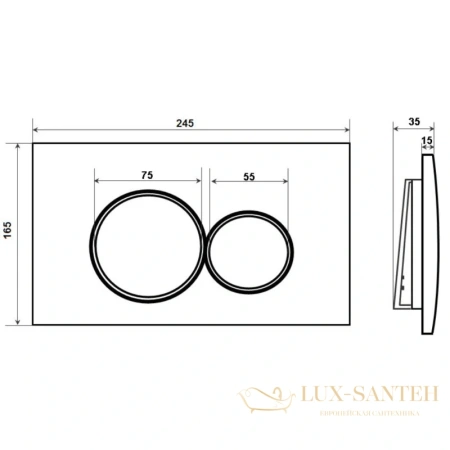 смывная клавиша timo kulo fp-001mb, черный матовый/глянцевый хром/черный матовый