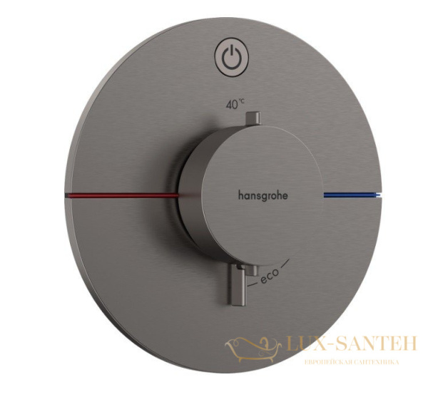 термостат для душа встраиваемый hansgrohe showerselect comfort s, 15553340, черный хром шлифованный