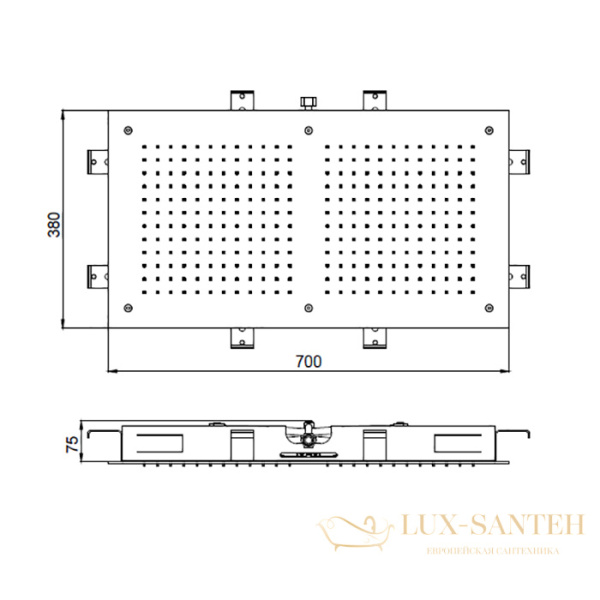 верхний душ потолочный 700х380 мм, almar temptation e044088.hb, латунь брашированная pvd
