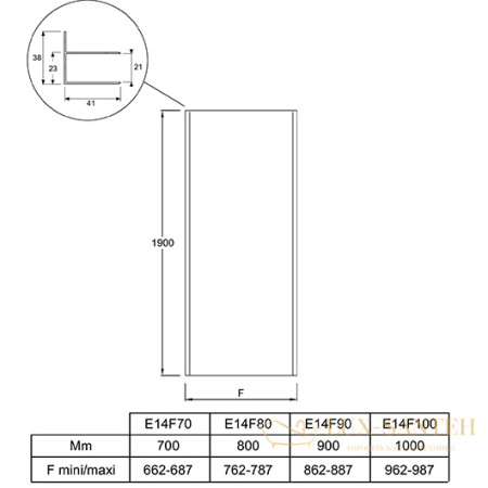 боковая стенка jacob delafon serenity e14f70-ga для душевой двери 70 см, профиль глянцевый хром, стекло прозрачное
