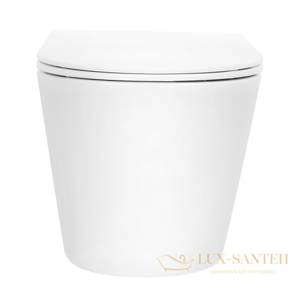 унитаз подвесной безободковый abber bequem ac1102t, 49х35,5 см, смыв торнадо, белый глянцевый