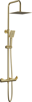 душевая колонна aqg alpha 21nitc25ala09 со смесителем и квадратным верхним душе, матовое золото